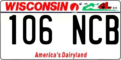 WI license plate 106NCB