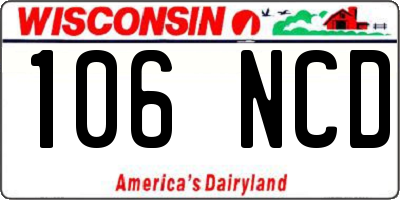 WI license plate 106NCD