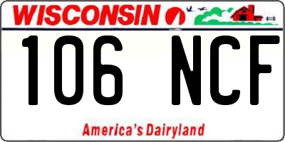 WI license plate 106NCF