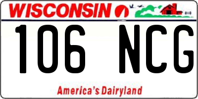 WI license plate 106NCG
