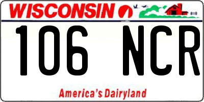 WI license plate 106NCR