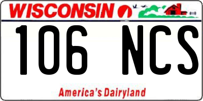 WI license plate 106NCS