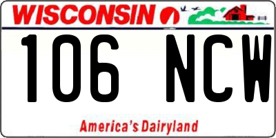WI license plate 106NCW