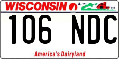 WI license plate 106NDC
