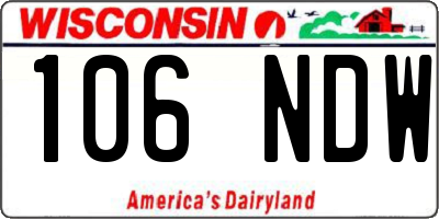 WI license plate 106NDW