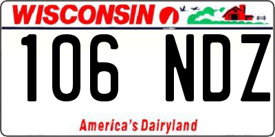 WI license plate 106NDZ