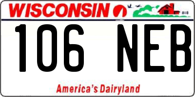 WI license plate 106NEB
