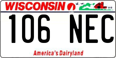 WI license plate 106NEC