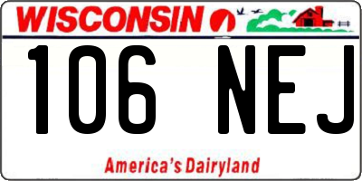 WI license plate 106NEJ
