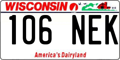 WI license plate 106NEK