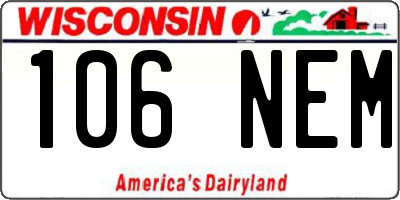WI license plate 106NEM