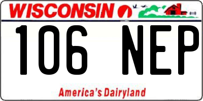 WI license plate 106NEP