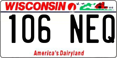 WI license plate 106NEQ