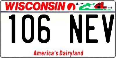 WI license plate 106NEV