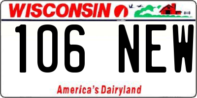 WI license plate 106NEW