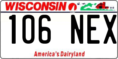 WI license plate 106NEX