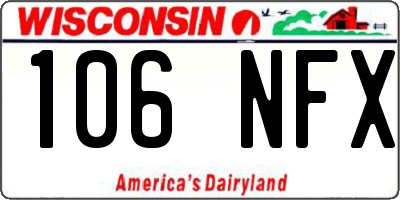 WI license plate 106NFX