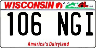 WI license plate 106NGI