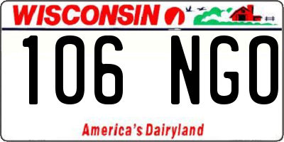WI license plate 106NGO