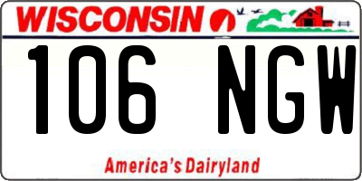 WI license plate 106NGW