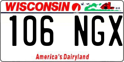 WI license plate 106NGX