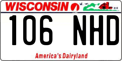WI license plate 106NHD