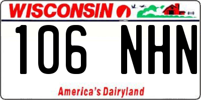 WI license plate 106NHN