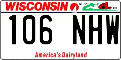 WI license plate 106NHW