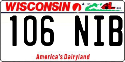 WI license plate 106NIB