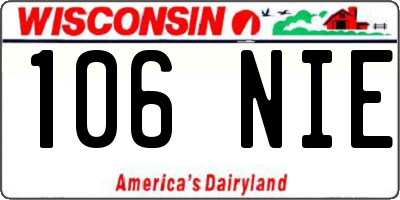 WI license plate 106NIE