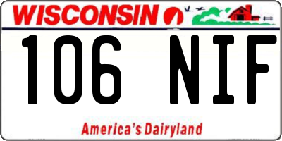 WI license plate 106NIF