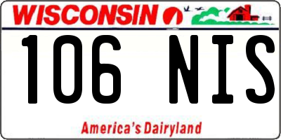 WI license plate 106NIS