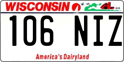 WI license plate 106NIZ