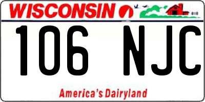 WI license plate 106NJC