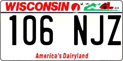 WI license plate 106NJZ