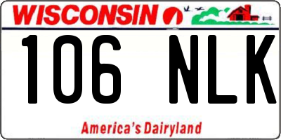 WI license plate 106NLK