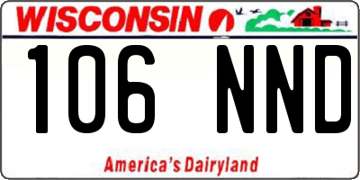 WI license plate 106NND
