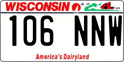 WI license plate 106NNW