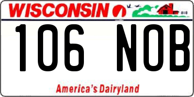 WI license plate 106NOB