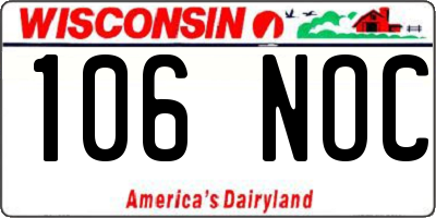 WI license plate 106NOC