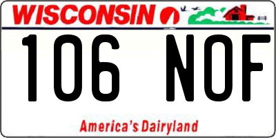 WI license plate 106NOF