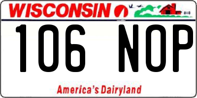 WI license plate 106NOP