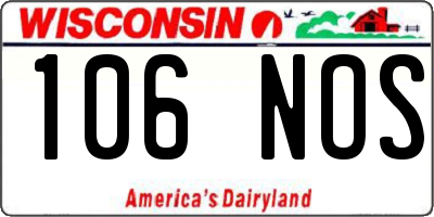 WI license plate 106NOS