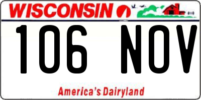 WI license plate 106NOV