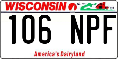 WI license plate 106NPF
