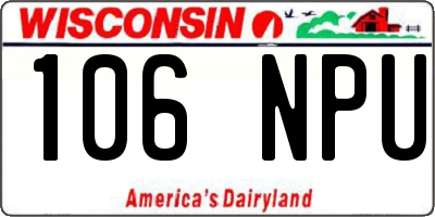 WI license plate 106NPU