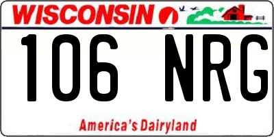 WI license plate 106NRG