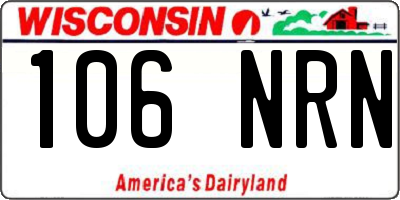 WI license plate 106NRN