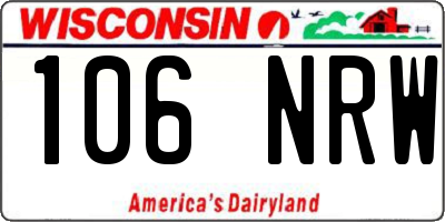 WI license plate 106NRW