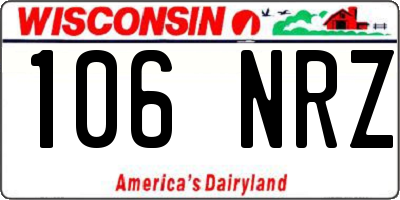 WI license plate 106NRZ